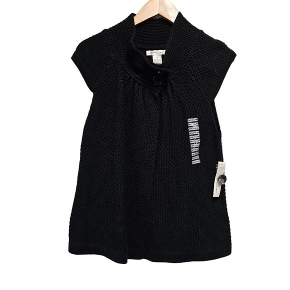 AUGUST SILK Sweater Cap Sleeve Cardigan Chunky Button MEDIUM - Picture 3 of 5